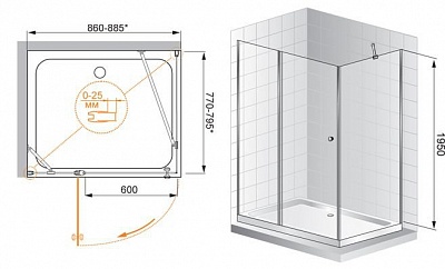 ДУШЕВОЙ УГОЛОК CEZARES TRIUMPH-AH-1 120/90-P-Cr-R