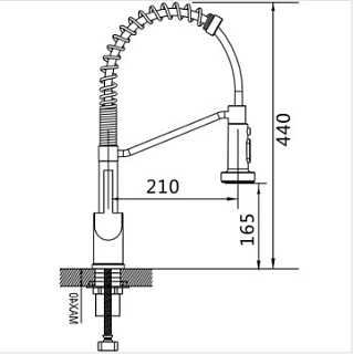 Смеситель д/кухни SHEVANIK гибкий излив черный  S963H