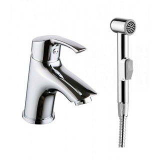 Смеситель д/умывальника "plus STRIKE" с гигиен.лейкой (1116С) хром LEMARK