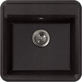Мойка гранит FOSTO FG Калипсо 51х51 (искристый черный 405)  кварц с сифоном