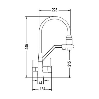 Смеситель д/кухни ROSE гибкий излив под фильтр сатин/серый R558L