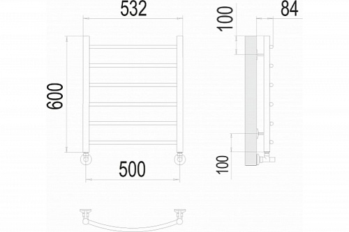 Полотенцесушитель 500х600 П6 "Классик" TERMINUS 