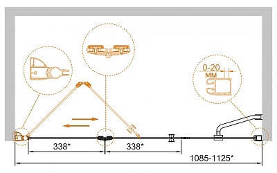 ДУШЕВАЯ ДВЕРЬ В НИШУ CEZARES ELENA BS-13 60+50/50-P-Cr-R