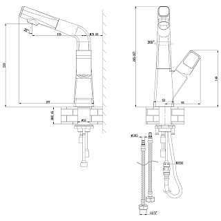 Смеситель д/кухни "SOUL" черный с вытяжным изливом  (LM6008BL)  LEMARK 