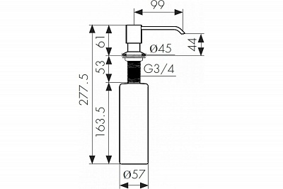 Дозатор для моющих средств встраиваемый в мойку черный 350мм КН-3002 Black Pearl