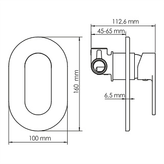 Смеситель д/душа "Elbe" (7451)  встройка 35мм черный  WasserKraft