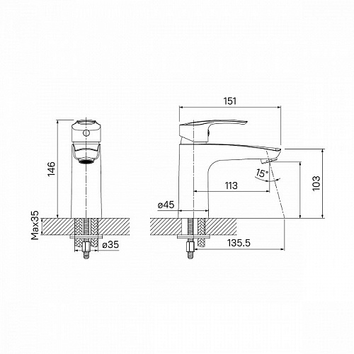 Смес. д/умывальника Ray RAYSB00i01 (10126)