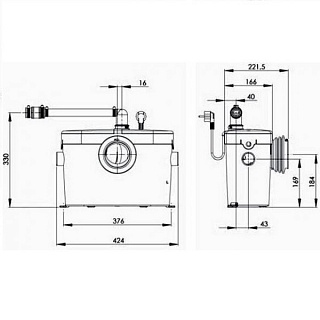 Насос-измельчитель SANIACCESS 2 (1унит.+1 умыв.) 5м?100м ? 0,4кВт SFA