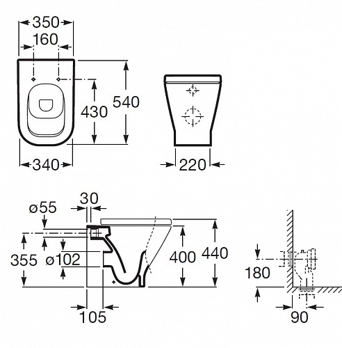 Унитаз приставной ROCA "GAP" сидение м/лифт 
