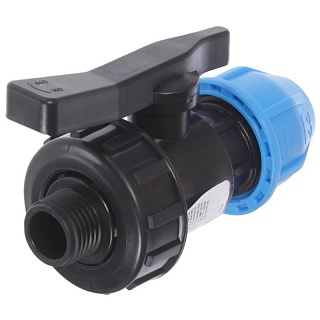 Кран шаровый ПНД под шланг 20мм - 1/2" (нар.рез.) (50)