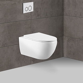 Унитаз подвесной безободковый Vincea "Evo" белый 55см.сиденье slim м/л  VT1-34