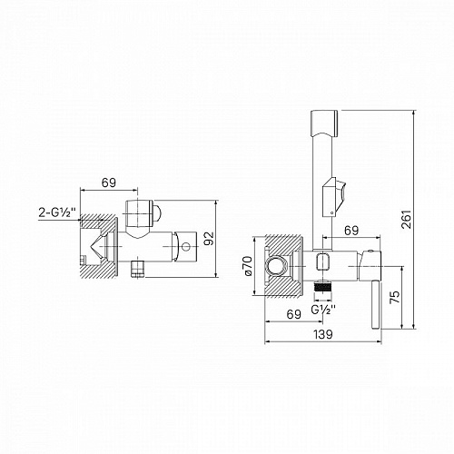 Встраиваемый смеситель с гигиеническим душем 003SBR0i08 (8663)