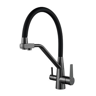 Смеситель д/кухни SHEVANIK гибкий излив оружейная сталь под фильтр  S968T