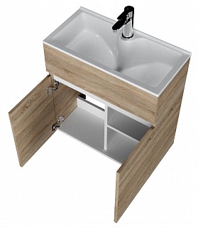 Комплект мебели 60 "Mira-60" подвес., Дуб Сонома 2 ДВ 1 Марка (ум.Акриловый+сифон+донный клапан)