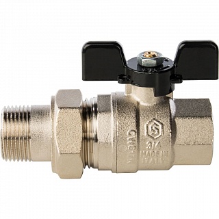 Кран шар. полнопроходной с амер. баб. ВН 3/4" (SVB-0007-000020) STOUT ЧЕРНЫЙ МАХОВИК