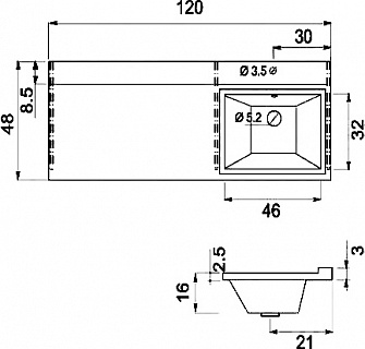 Комплект мебели 55 "Фостер,55" под стир. машинку напольная прямая правая MISTY (ум.Гавана,120)