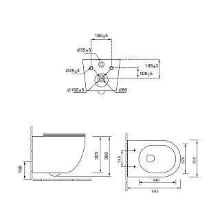 Унитаз подвесной безободковый Vincea "Globo" TORNADO белый сиденье slim м/л  VT1-14ST