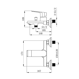 Смеситель д/ванны "AMA" (TOK-AMA-1014BL) короткий излив черный TOKITO