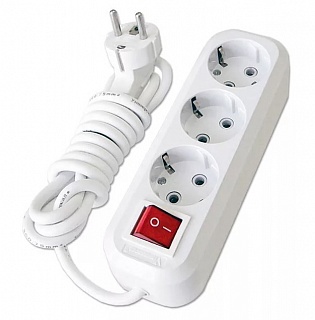 Удлинитель 3 розетки 5м с заземлением и выключателем ПВС