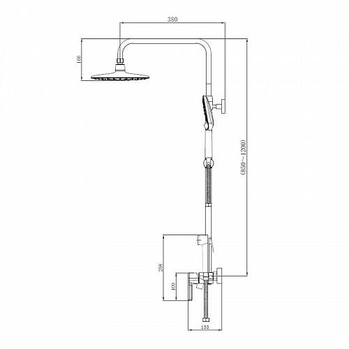Душ.система Haiba HB24814-7 латунь черный с гиг.душем