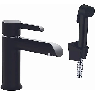 Смеситель д/раковины Haiba черный/хром с гиг.лейкой HB12805-7