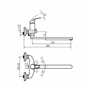 Смеситель д/ванны JAMAICA LUX  картридж d40 длин.излив   40L35L/К  ARGO 29349 снято с производства