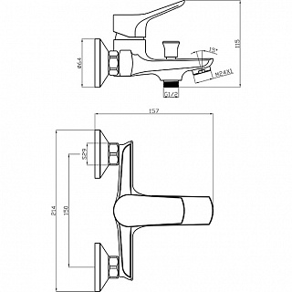 Смеситель д/ванны EFRA картридж d35 короткий излив 3505L  ARGO 41979  