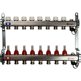 Коллектор 8-вых. нерж.ст. с расходомер. (SMS 0927 000008) STOUT