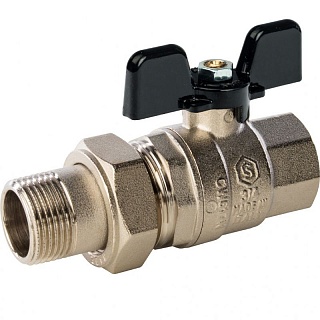 Кран шар. полнопроходной с амер. баб. ВН 3/4" (SVB-0007-000020) STOUT ЧЕРНЫЙ МАХОВИК