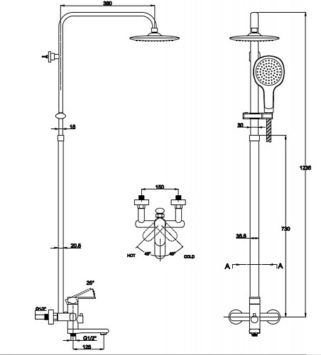 Душ. система KAISER Arena квадрат черн. (33182)