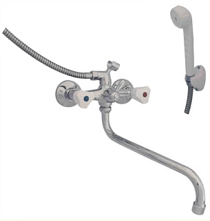 Смеситель д/ванны двухручк.белый ЦС-СМ 600/5.1-3 кер.(СМ504002) 