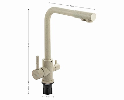 MAGNUS Смеситель д/кухни, Г-образный излив,под фильтр БЕЖЕВЫЙ нерж. ст. марка 304, код: 91123