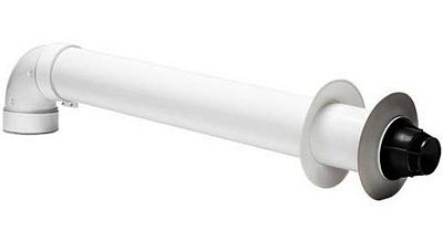 Комплект коаксиального дымохода с оголовком, горизонтальный 60/100 мм (конд.) (3.012000)