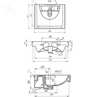 Комплект мебели 60 "Квадро-60" подвесная дуб Водолей (ум.Дрея Q-60) 