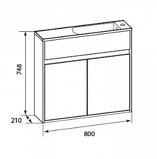 Комплект мебели 80 "Stretto-80" подвес., белый глян. 2 ДВ 1 Марка (ум.Акриловый+сифон+донный клапан) АКЦИЯ!!!