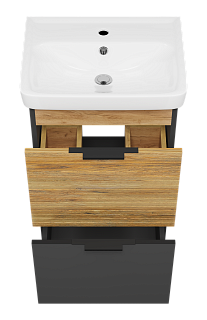 Комплект мебели 50 "Форест-50" напольная 2 ящ. Дуб Вотан / Антрацит MISTY (ум.Томь-50/Енисей-50)