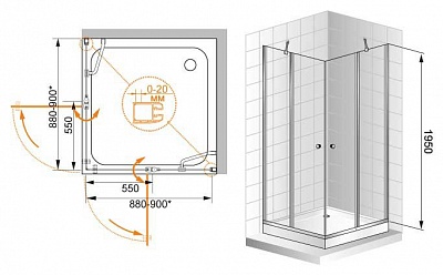 ДУШЕВОЙ УГОЛОК CEZARES ELENA A-22 120-C-Cr