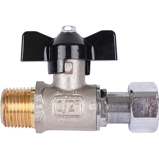 Кран шар. с нак. гайкой прямой баб. НР 1/2x1/2  (SVB-1009-000015) STOUT