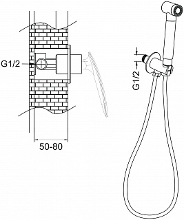Смеситель с гиг. душ встраиваемый черный ROSE R1105H
