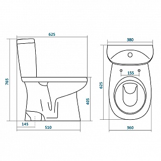 Унитаз-комп Santek "АНИМО" выпуск в пол пластик. сиденье (Чебоксары) 1.WH11.0.038