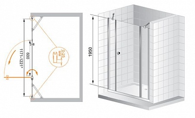 ДУШЕВАЯ ДВЕРЬ В НИШУ CEZARES TRIUMPH B-13 40+60/60-P-Cr-L