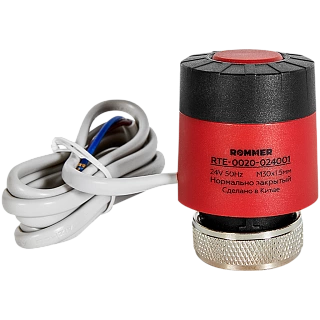 Сервопривод электротермический компактный 24 В, НЗ с поворотным фиксатором штока  (RTE-0020-024001) Rommer 