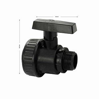 Кран шаровый 1" г/ш, РАЗБОРНЫЙ, ручка - бабочка, из высокопрочного АБС MAK (4702)