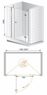 ДУШЕВАЯ ДВЕРЬ В НИШУ CEZARES VERONA-W-B-13 60+60/40-C-Cr